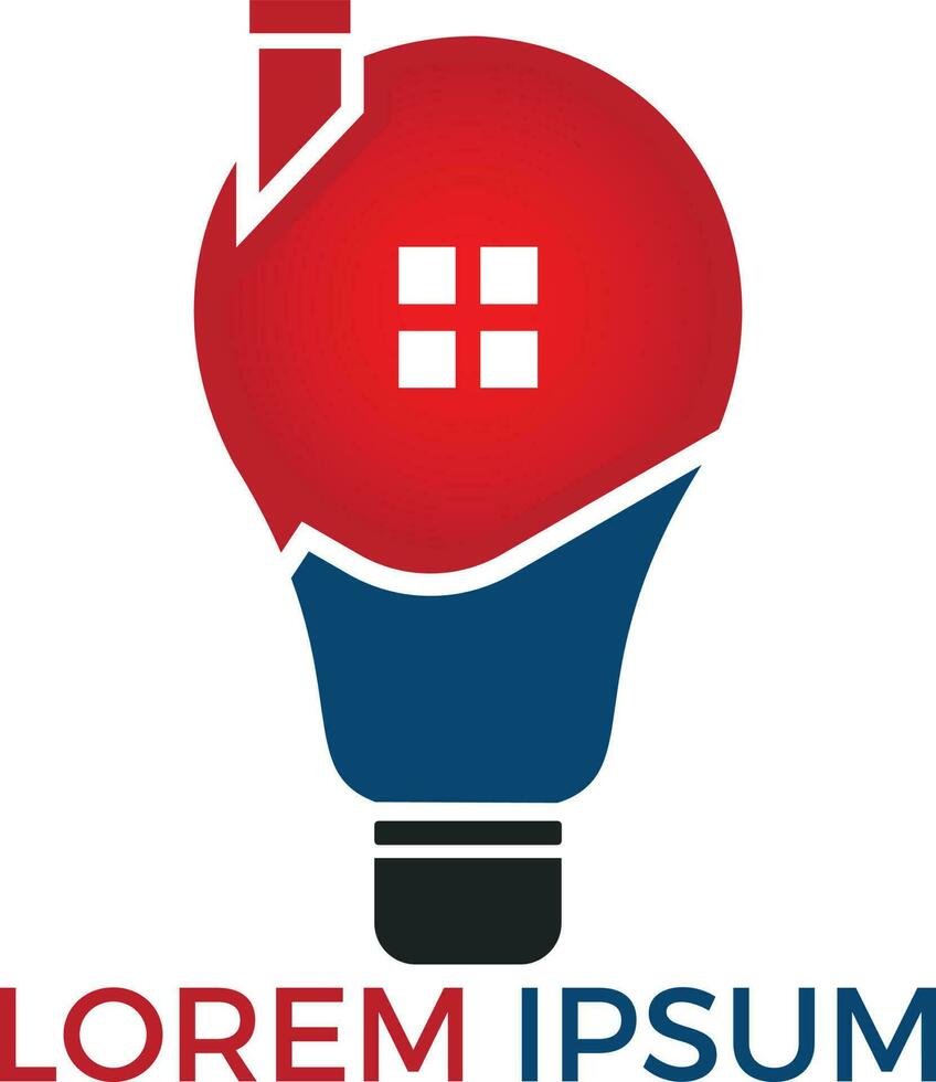 Smart house logo design. Light bulb with house logo. Concept for smart intellectual house. vector
