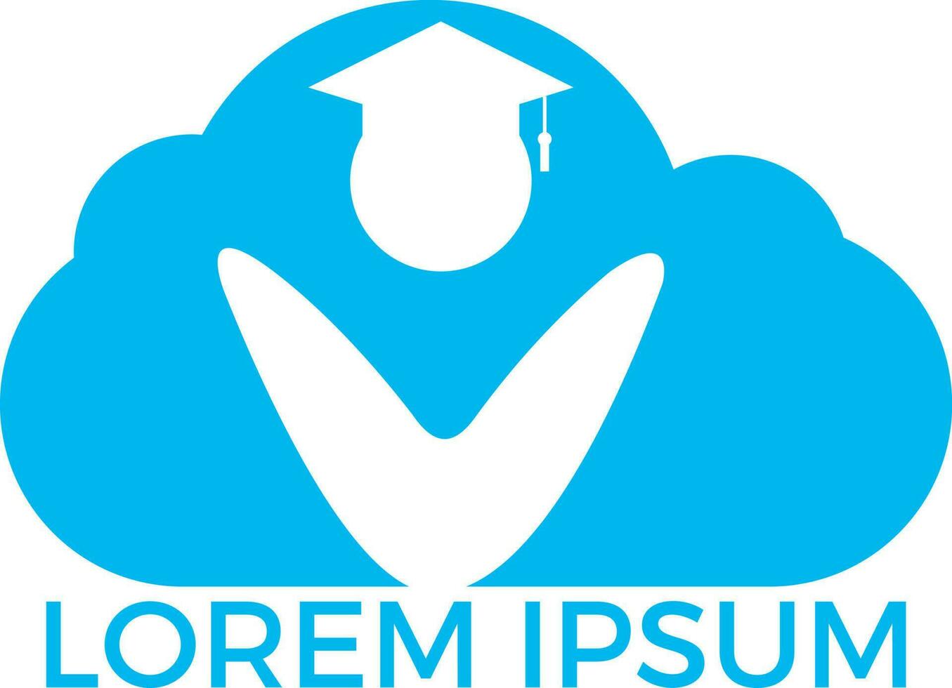 Student and cloud logo design. E-learning concept template. vector