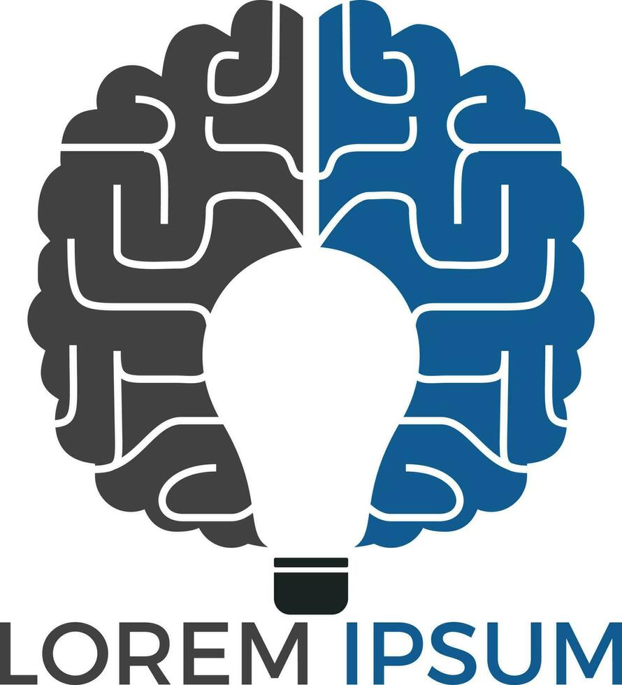 Bulb and brain logo design. Creative light bulb idea brain vector icon.
