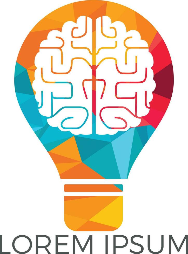 Bulb and brain logo design. Creative light bulb idea brain vector icon.