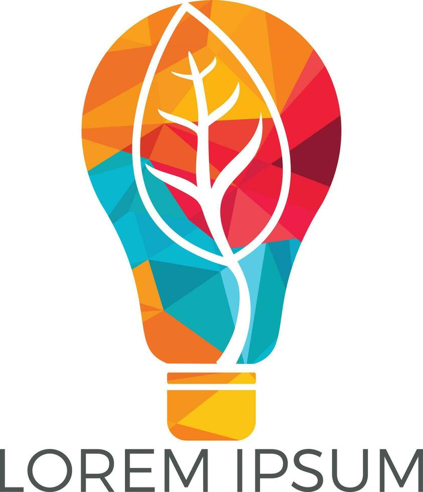 Bulb lamp leaf logo. nature idea innovation symbol. vector