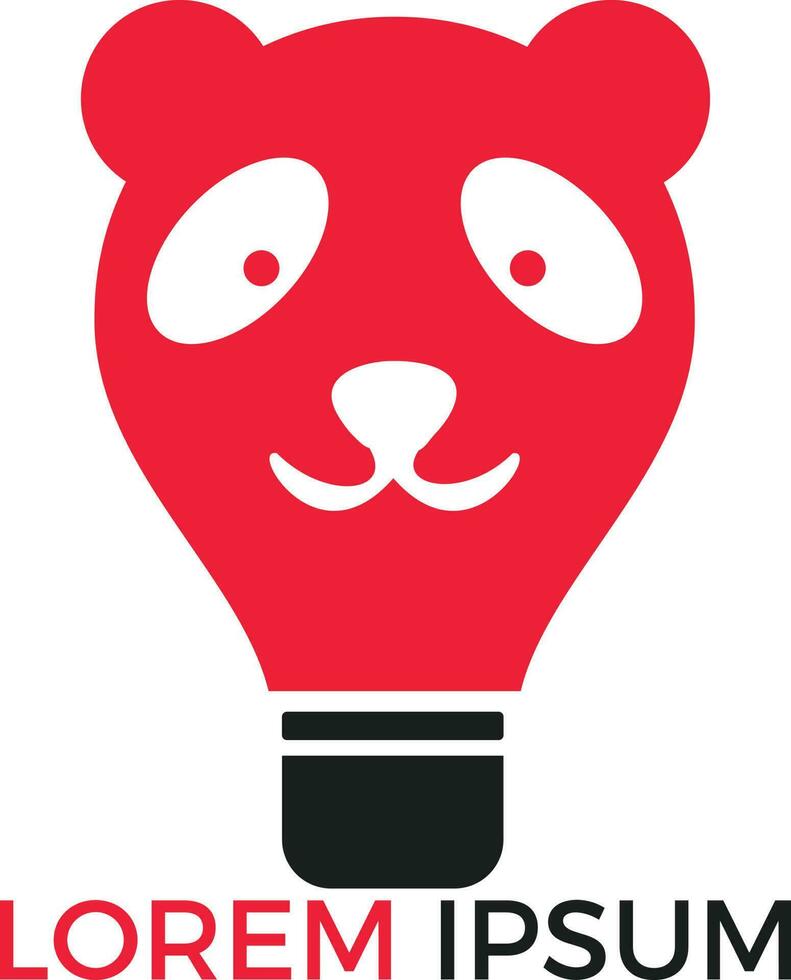 diseño de logotipo en forma de panda de bombilla. concepto creativo de ideas de animales y zoológicos. vector