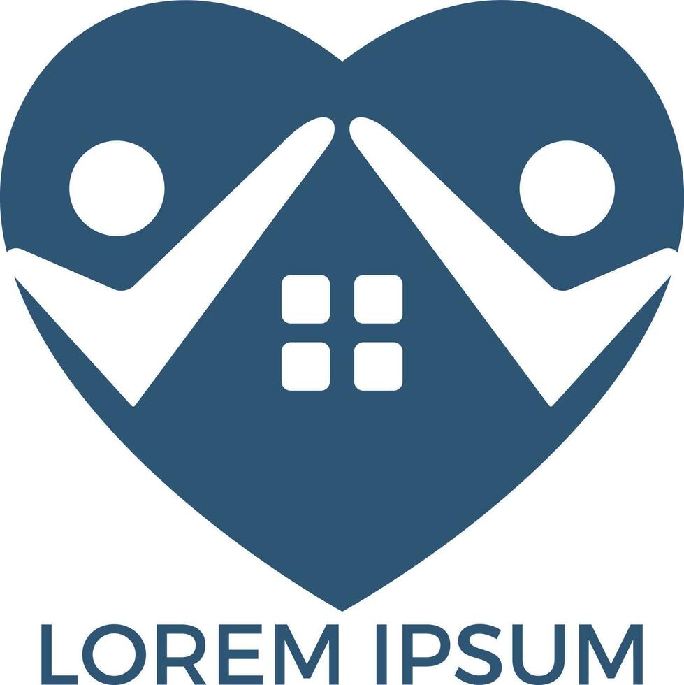 Family and loving home concept design. People love and care logo. vector