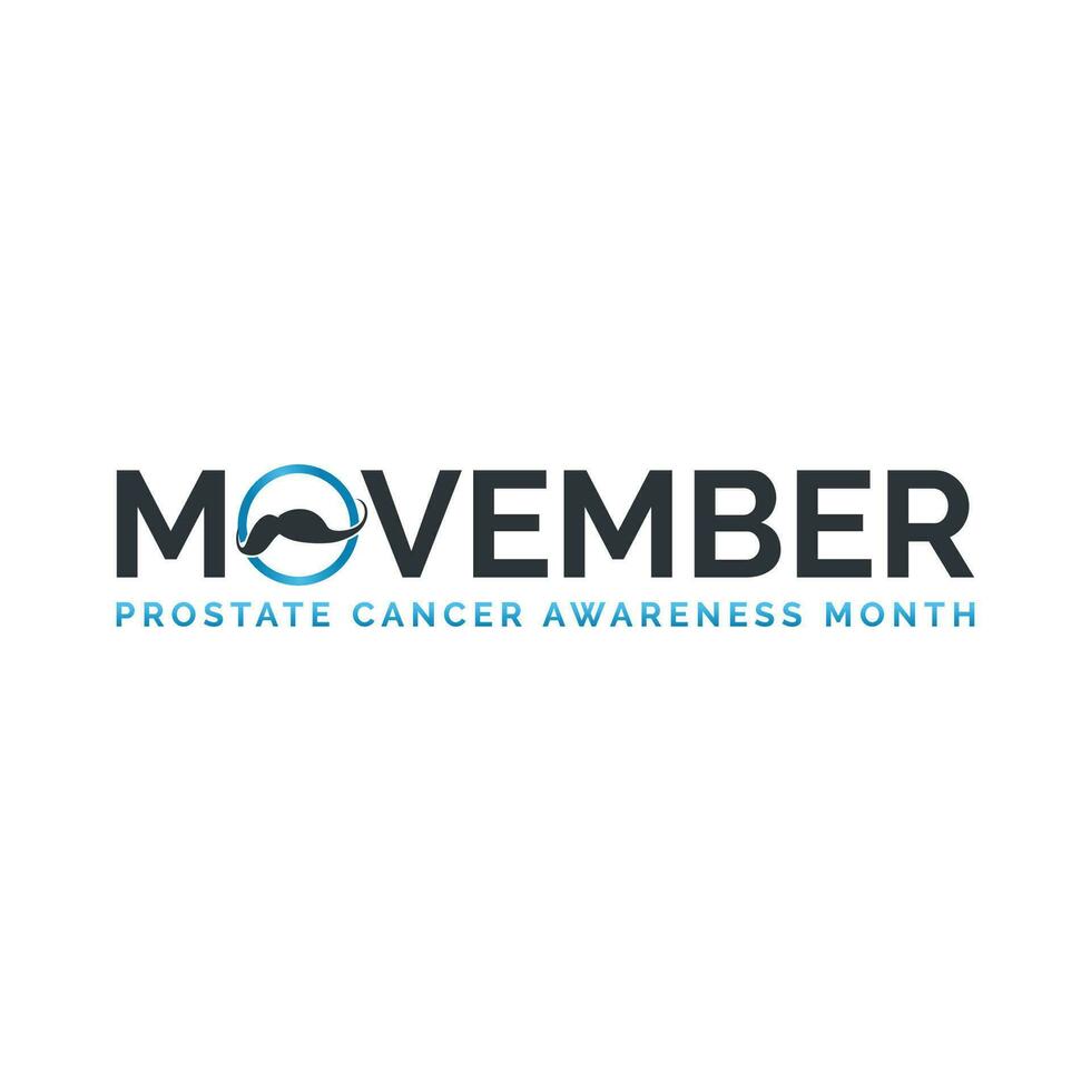 November men health awareness month blue solidarity ribbon on white background. Vector poster or banner for no shave social solidarity November event against man prostate cancer campaign.