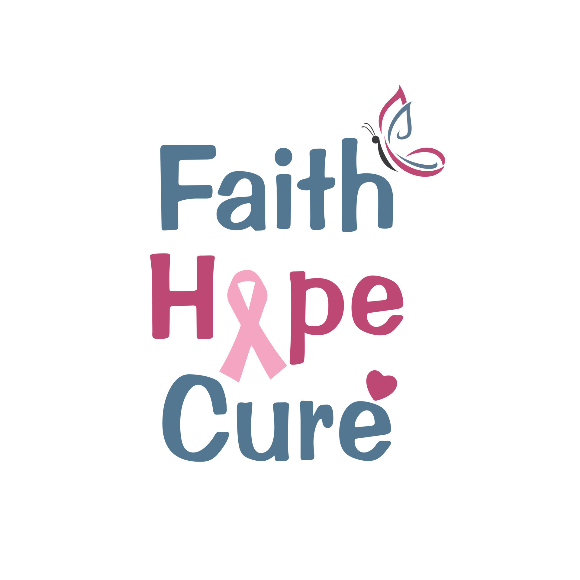 Faith, Hope and Cure. Fight against cancer, pink ribbon, breast cancer