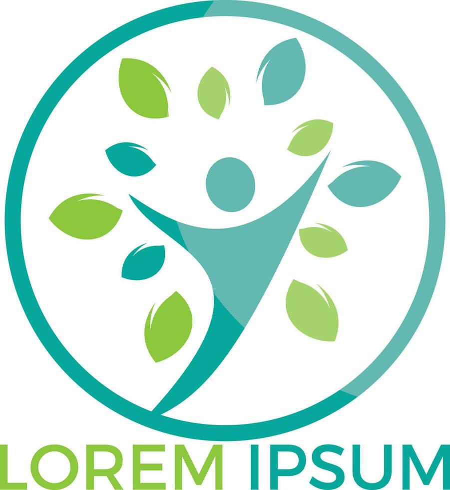 Tree people logo. Healthy people logo design.Human life logo icon of abstract people tree vector. vector