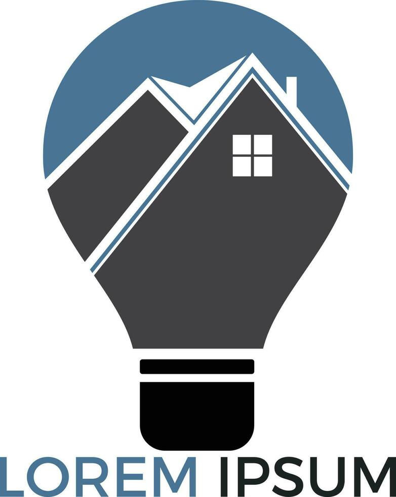 diseño de logotipo de casa inteligente. bombilla con el logo de la casa. concepto de casa intelectual inteligente. vector