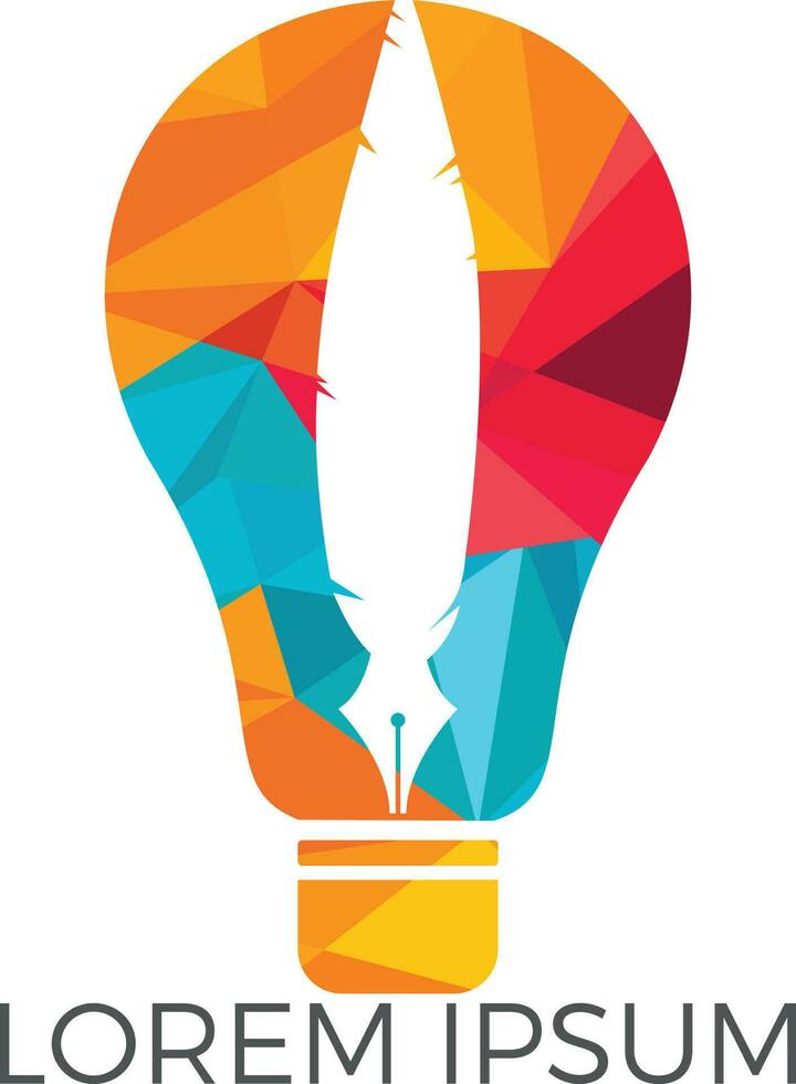 Light Bulb and Pen logo design. Smart Lamp Pen Logo Design. Education logo template. vector
