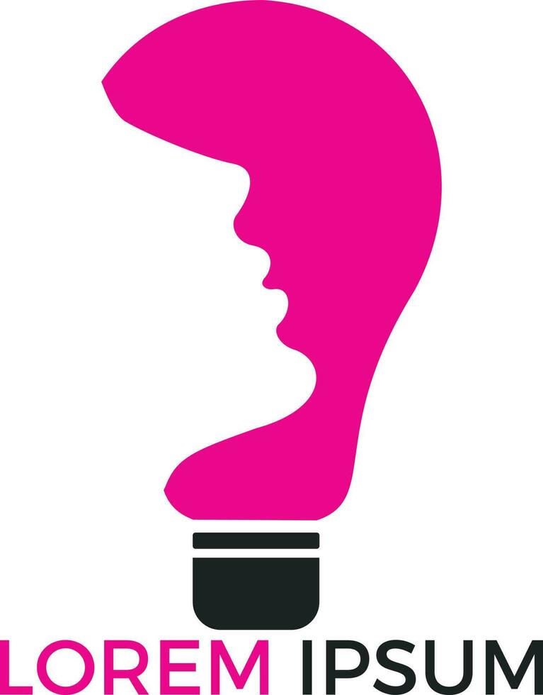Human face and bulb logo design. Beauty and fashion icon design template. Salon and beauty concept. vector