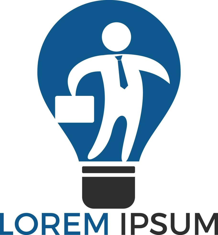 Businessman standing inside a light bulb logo design. business concept. Technology idea concept illustration. vector