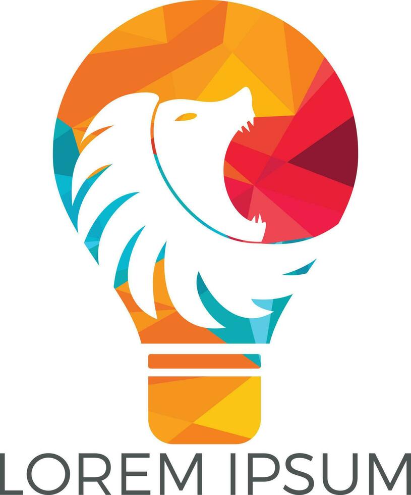 Light bulb and lion logo design. Wild ideas logo concept. vector