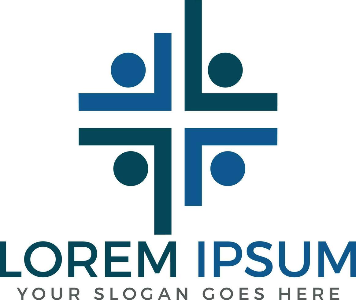 Human cross medical or church logo design. vector