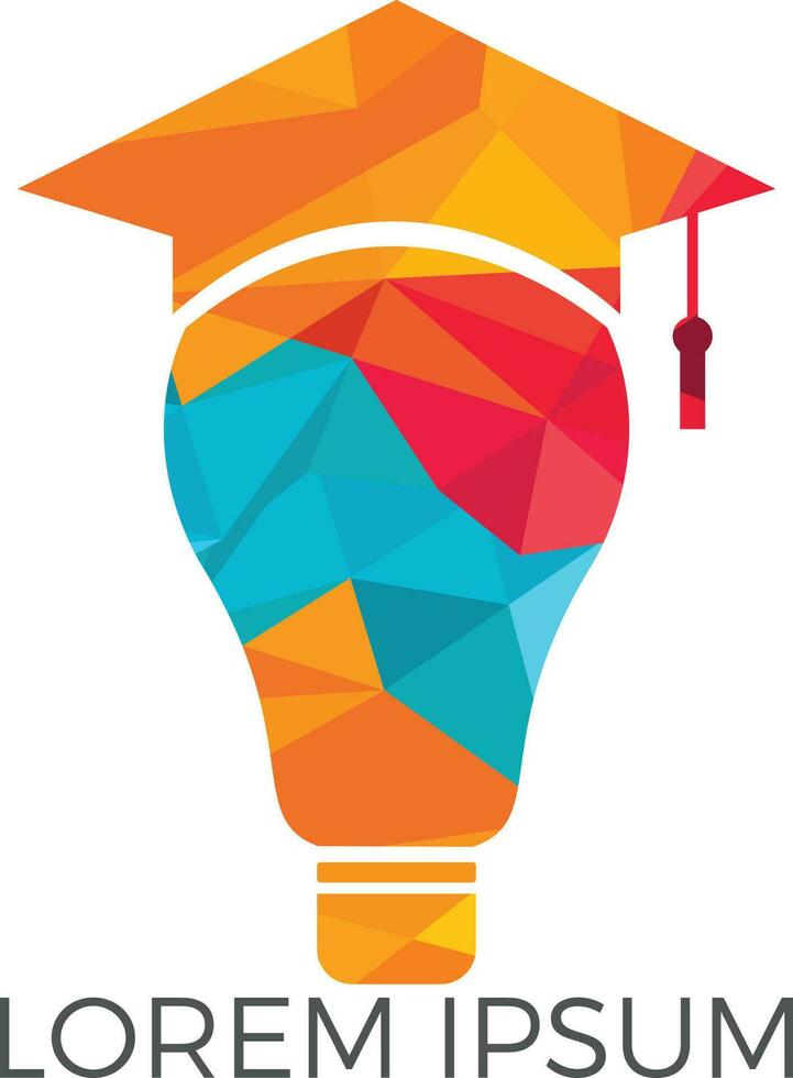 Light bulb and graduation cap logo. Creative Lamp Idea Genius Logo Design Symbol. vector