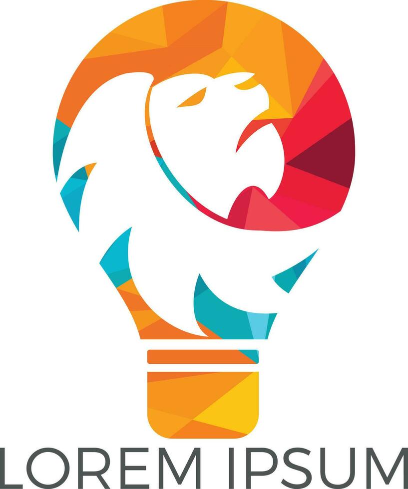 Light bulb and lion logo design. Wild ideas logo concept. vector