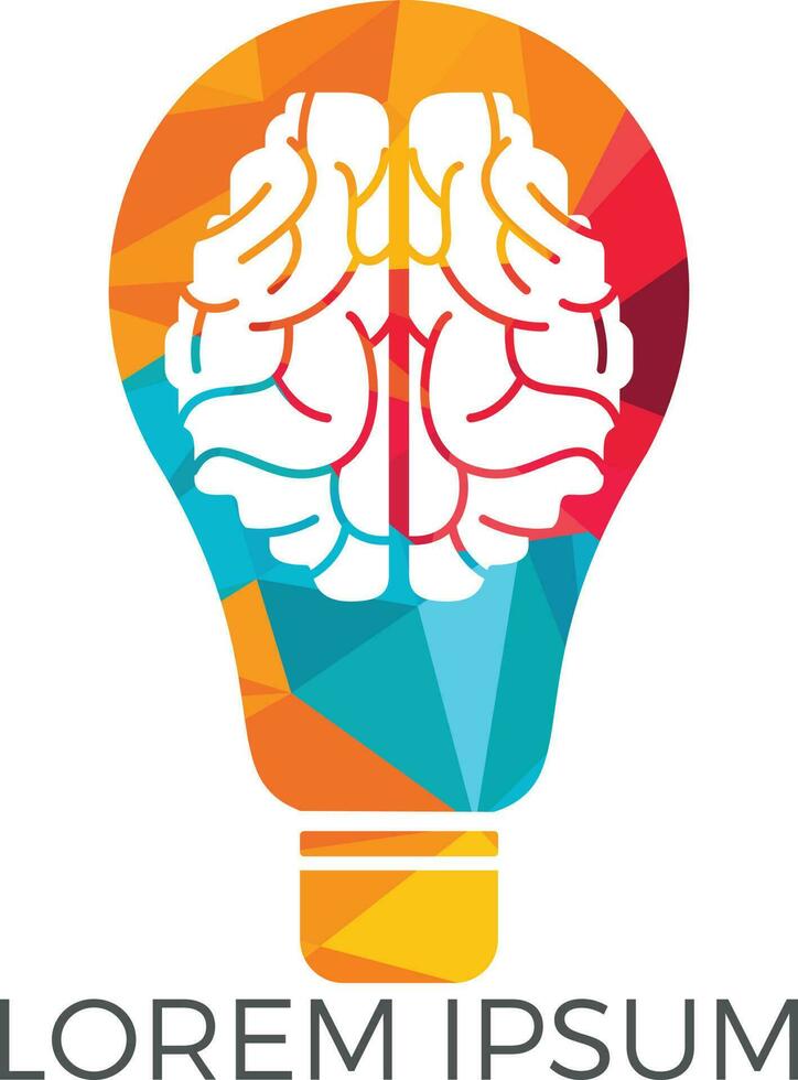 Bulb and brain logo design. Creative light bulb idea brain vector icon.