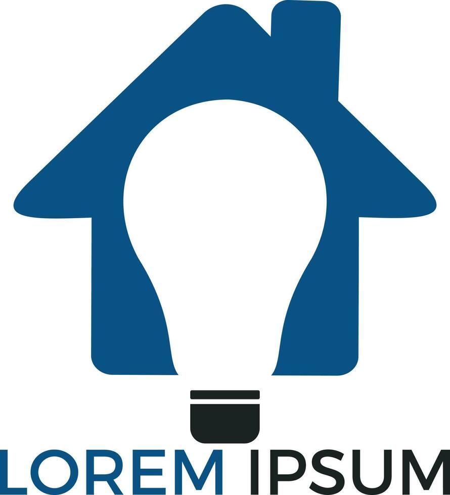 Smart house logo design. Light bulb with house logo. Concept for smart intellectual house. vector