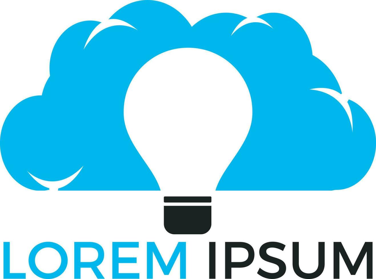 diseño de logotipo de nube de bombilla. plantilla de logotipo de nube de idea con una bombilla de luz abstracta dentro de una nube, que representa idea, invención, soluciones inteligentes. vector
