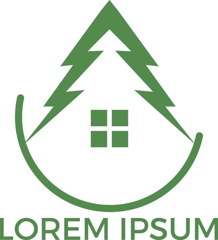 Green House Logo Design. Eco House Vector Logo Design.