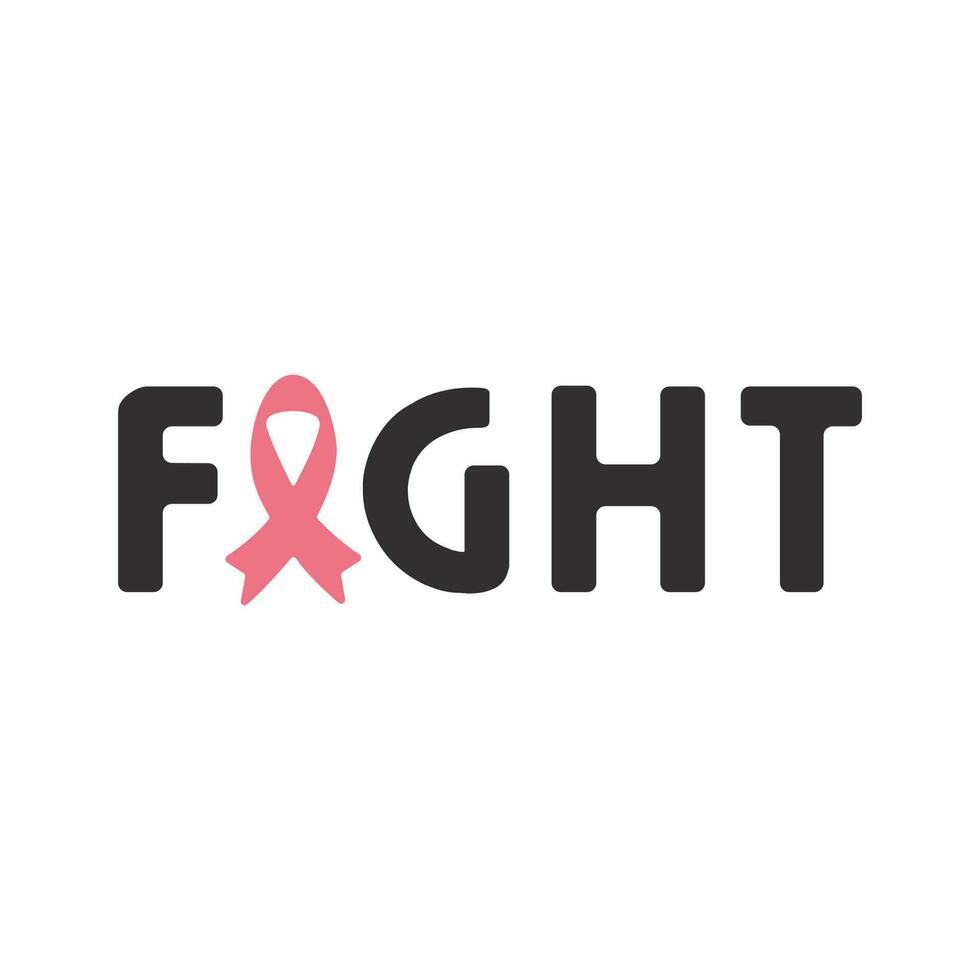 Breast cancer FIGHT vector design. Fight against cancer, pink ribbon, breast cancer awareness symbol. Breast cancer awareness program vector template design.