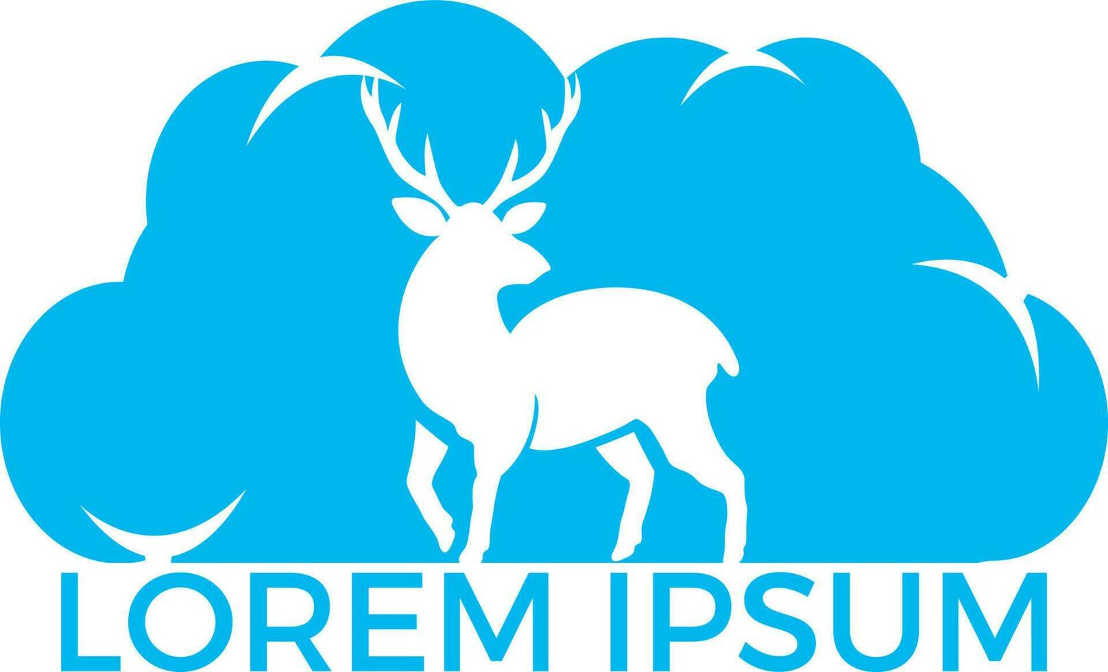 Deer cloud shape logo design. Creative elk vector logo design.