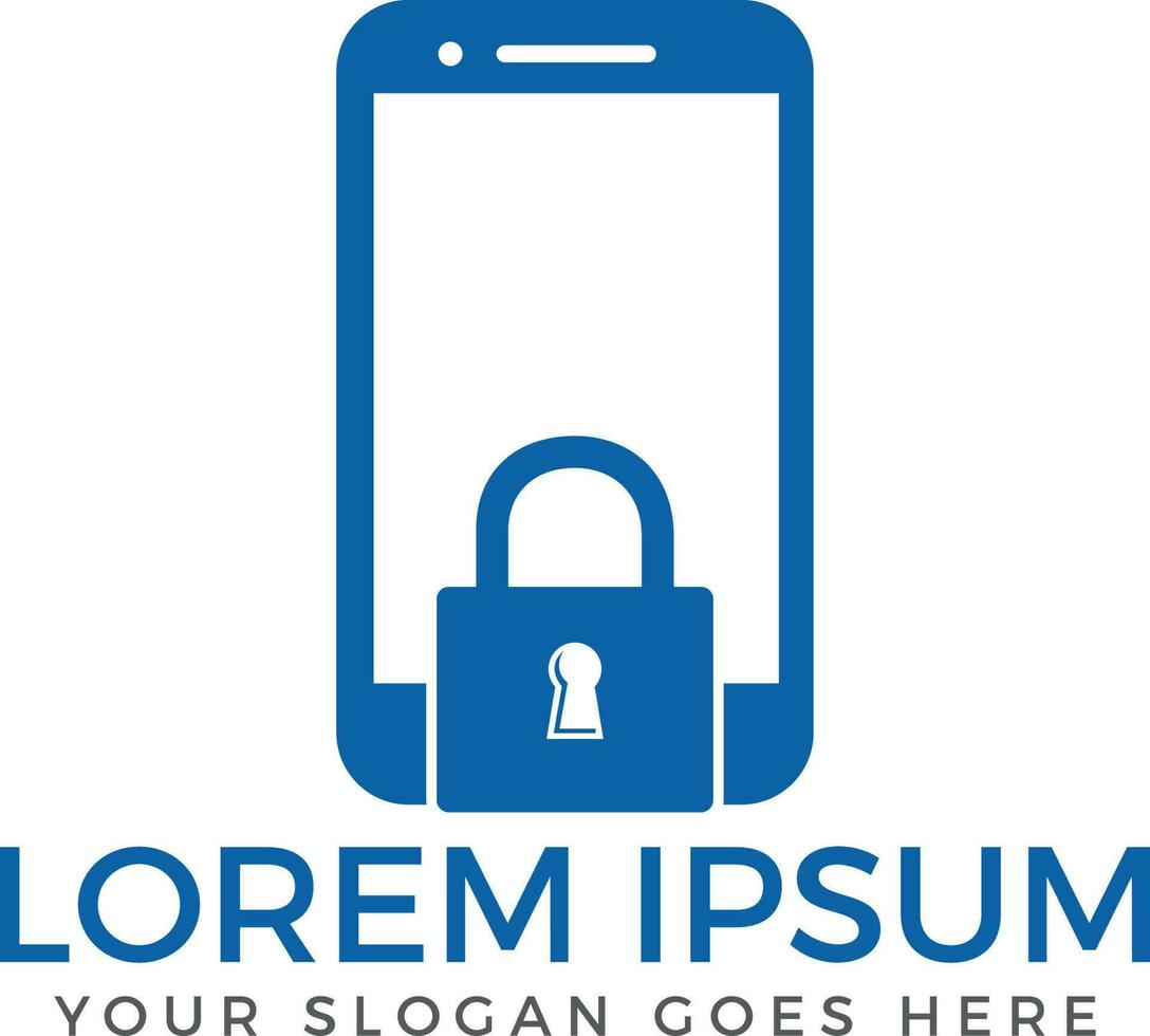 Mobile Phone lock vector logo design. Padlock and mobile symbol or icon. Unique privacy and security logotype design template.