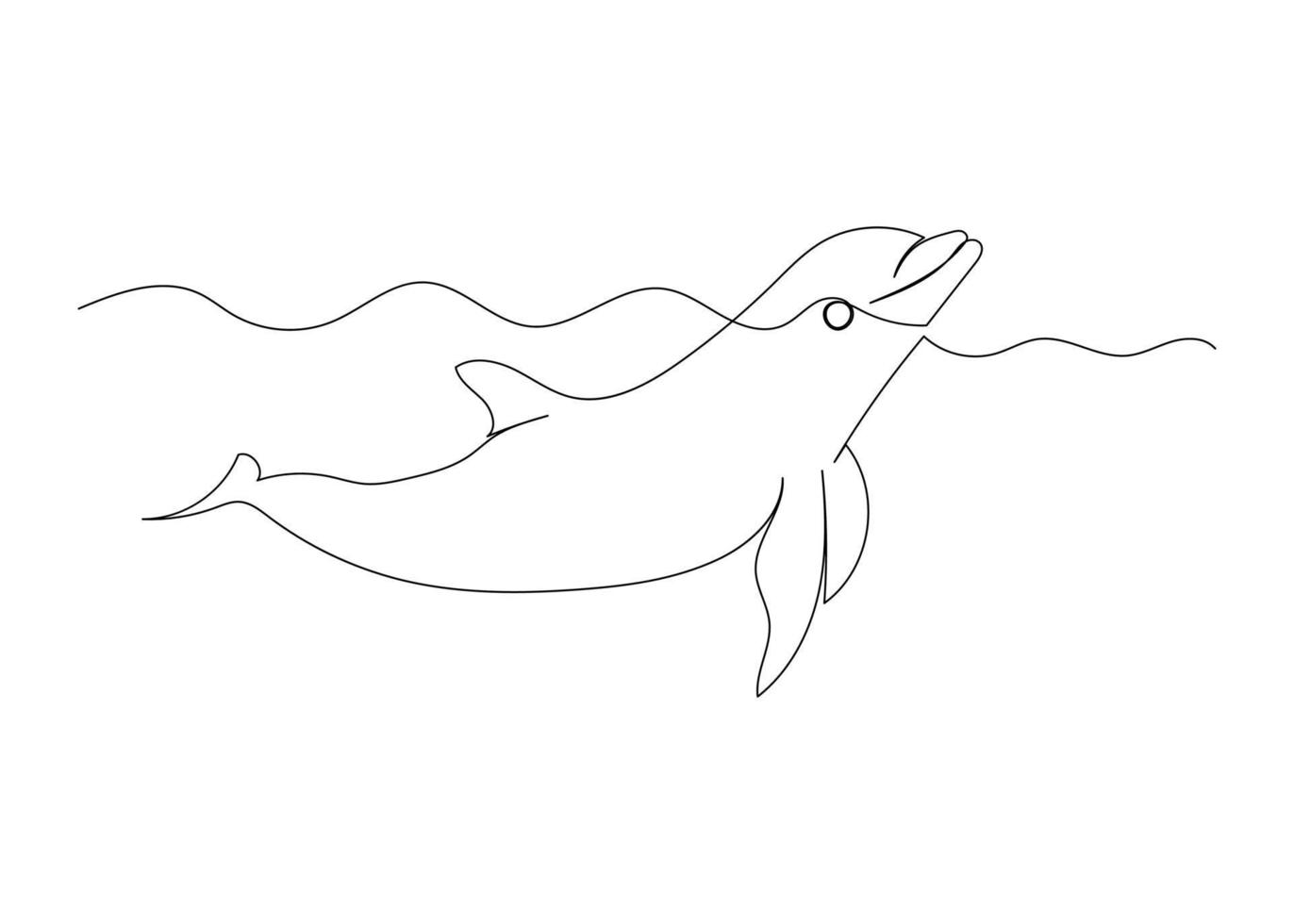 dibujo de línea continua de delfines con el océano. arte minimalista. vector