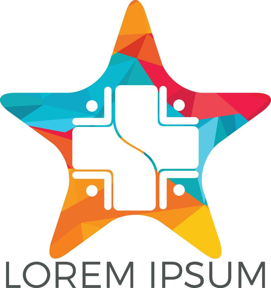 Health Care Community Logo Design. Star Shape Community Care Logo Design. vector