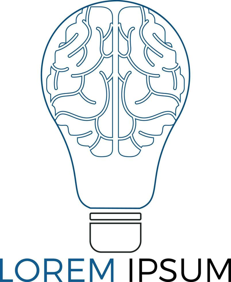 Bulb and brain logo design. Creative light bulb idea brain vector icon.