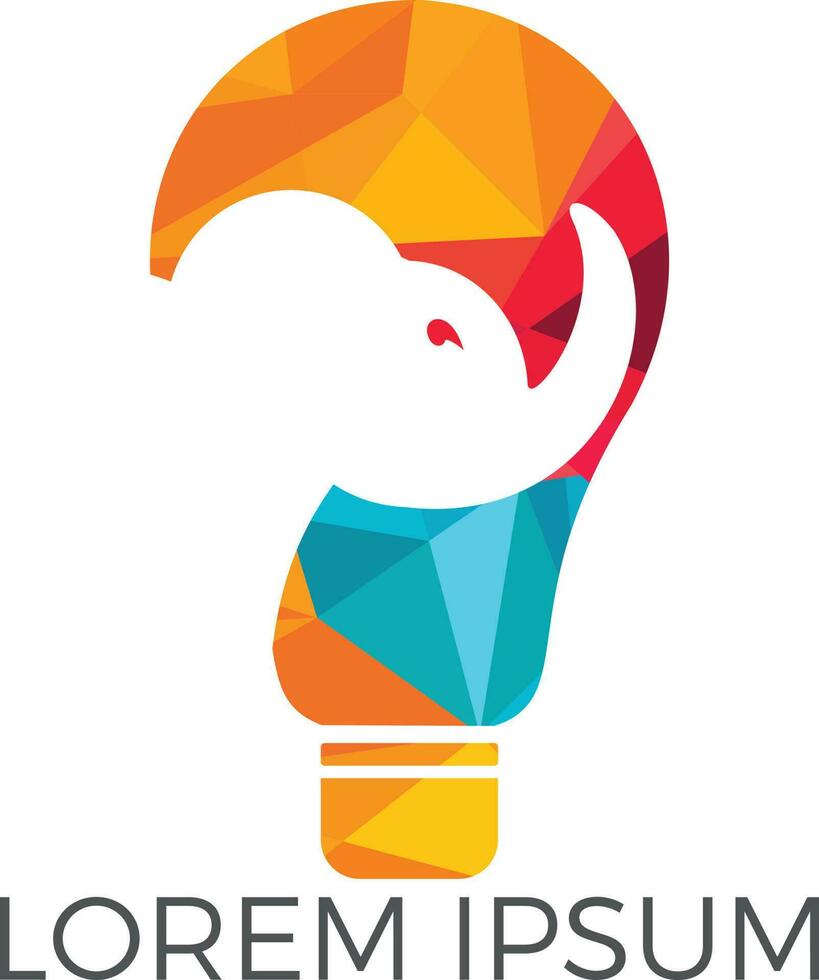 Elephant and light bulb logo design. Wise elephant children educational institute and organization concept design. vector
