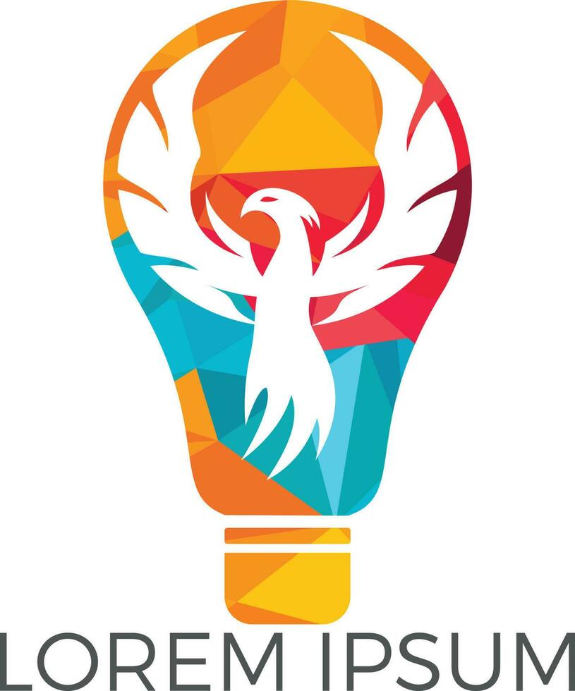 diseño del logotipo de la bombilla de luz fénix. diseño de concepto de idea creativa. vector