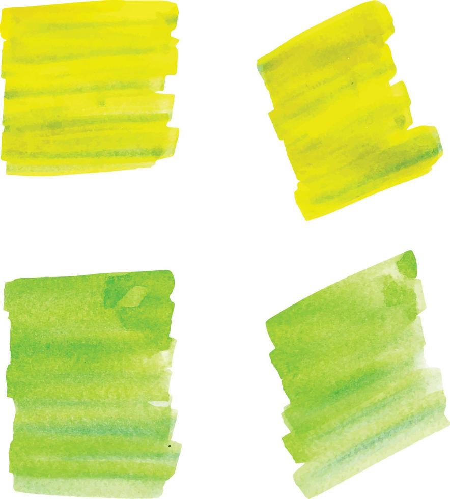 Yellow watercolor brush strokes vector