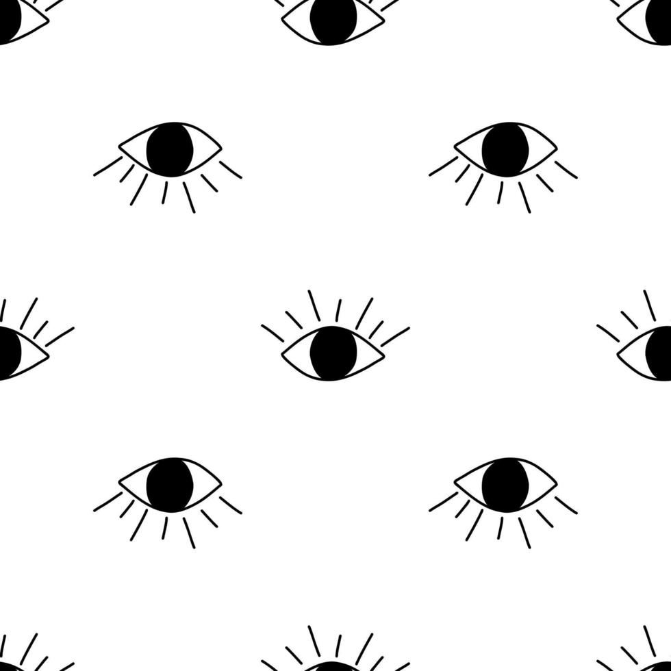 Doodle evil eye vector seamless pattern. Vector illustration of magic witchcraft occult symbol for web and textile design, wrapping papper, card, print