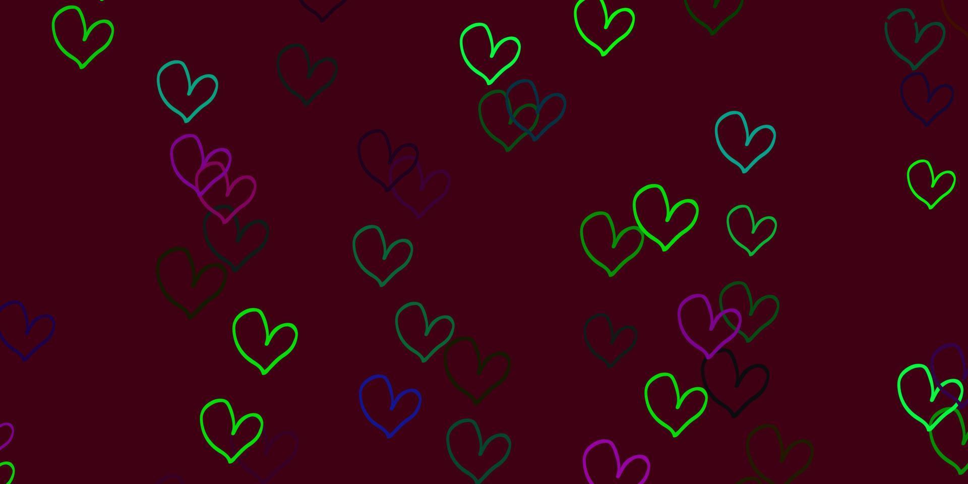 Light Pink, Green vector texture with lovely hearts.