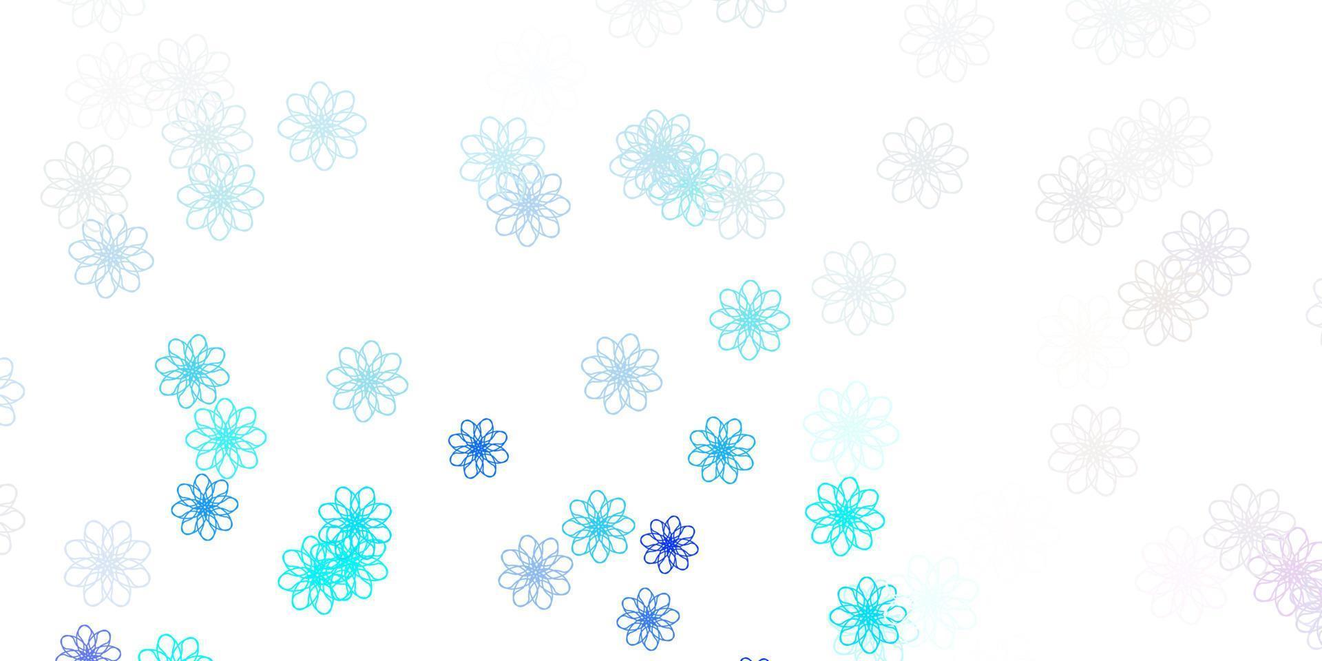 Fondo de doodle de vector rosa claro, azul con flores.