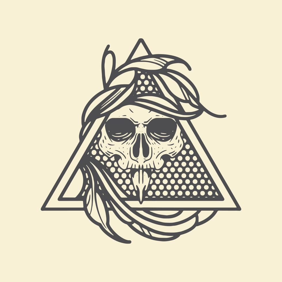 skull triangle logo design with silhouette style. vector