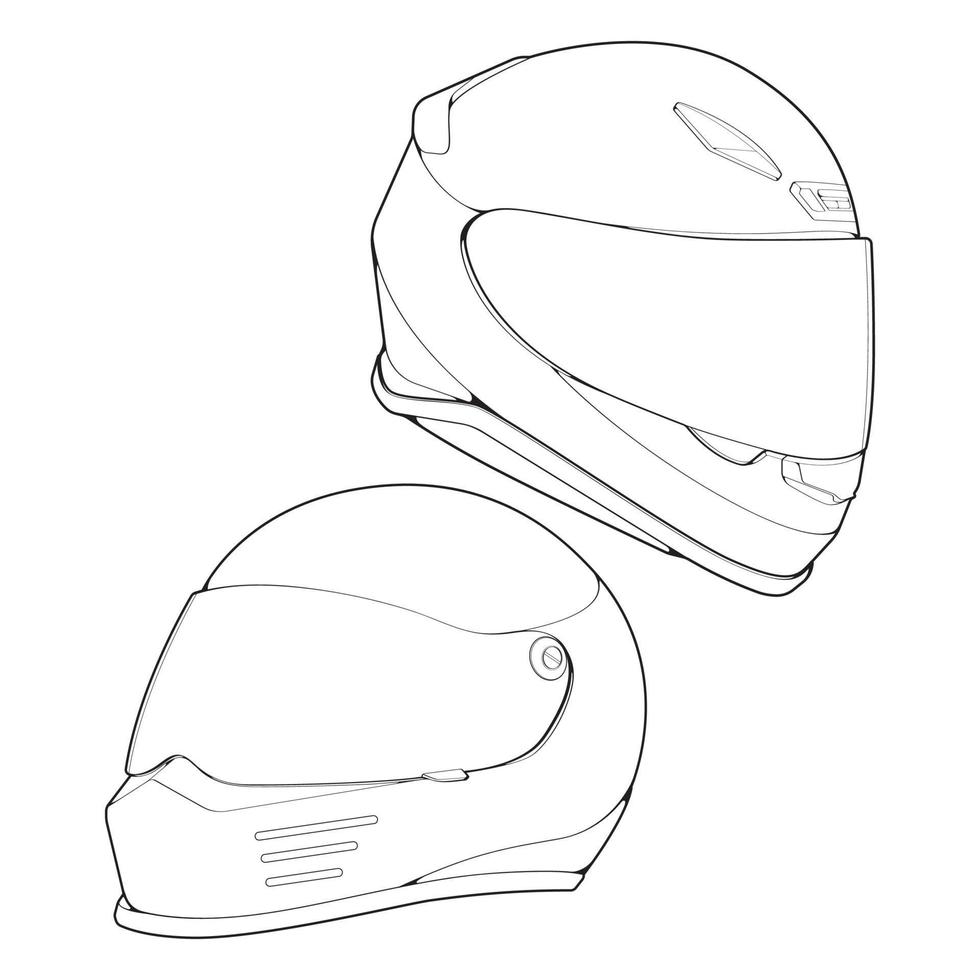 Set of Template Helmet Full face, Line Art helmet Vector Illustration, Line art vector, Helmet Vector