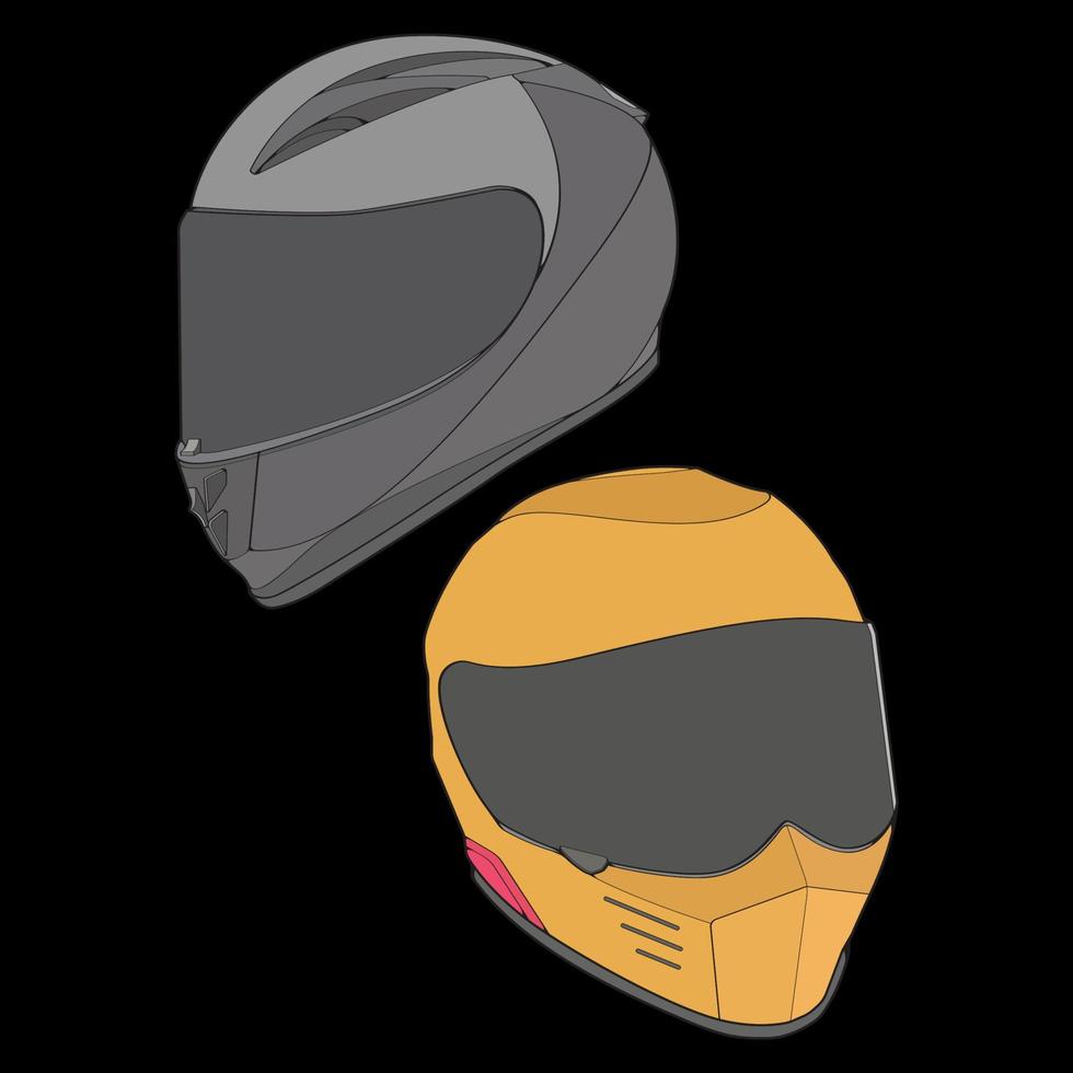 conjunto de casco de bloque de color ilustración vectorial de cara completa, concepto de casco, vector de arte lineal, arte vectorial
