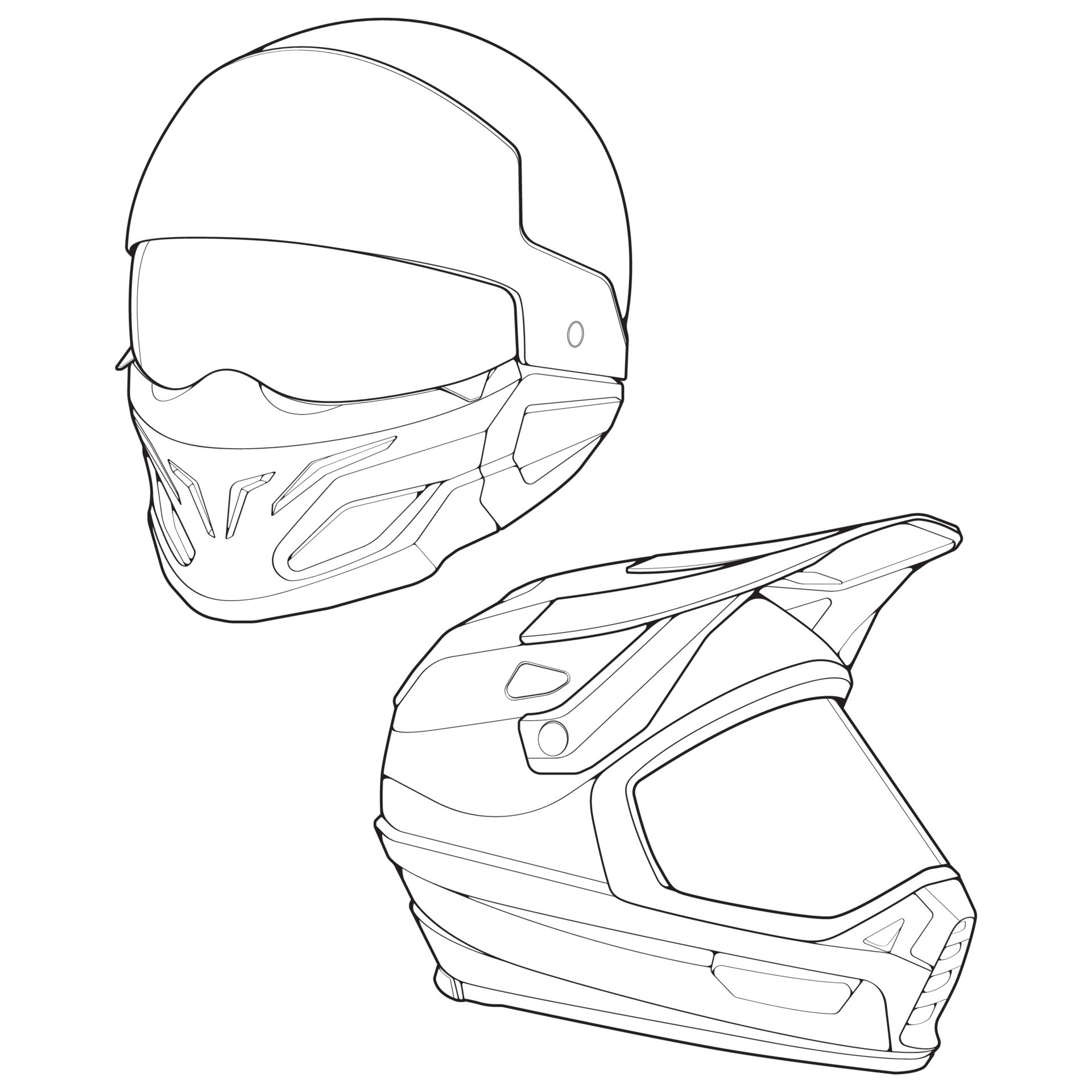 Set Of Template Helmet Full Face Line Art Helmet Vector Illustration 