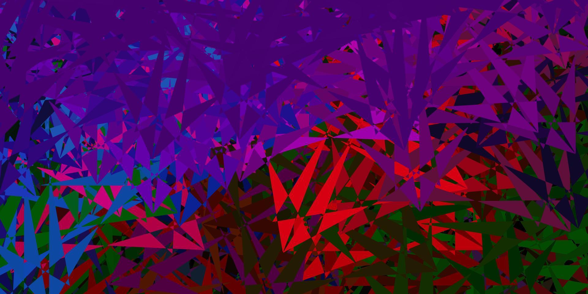 Dark pink, green vector background with triangles.