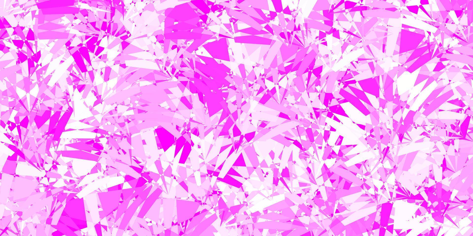 Telón de fondo de vector rosa claro con triángulos, líneas.