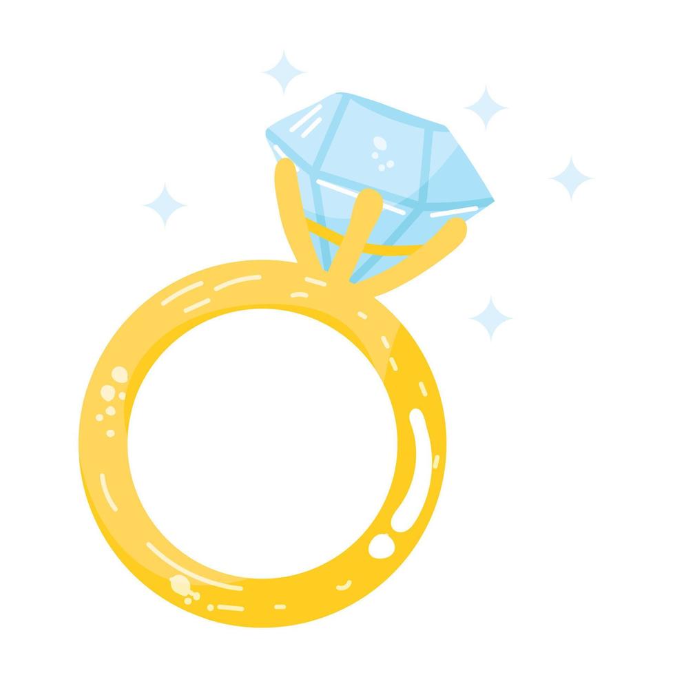 obtén esta increíble pegatina plana de anillo de diamantes vector