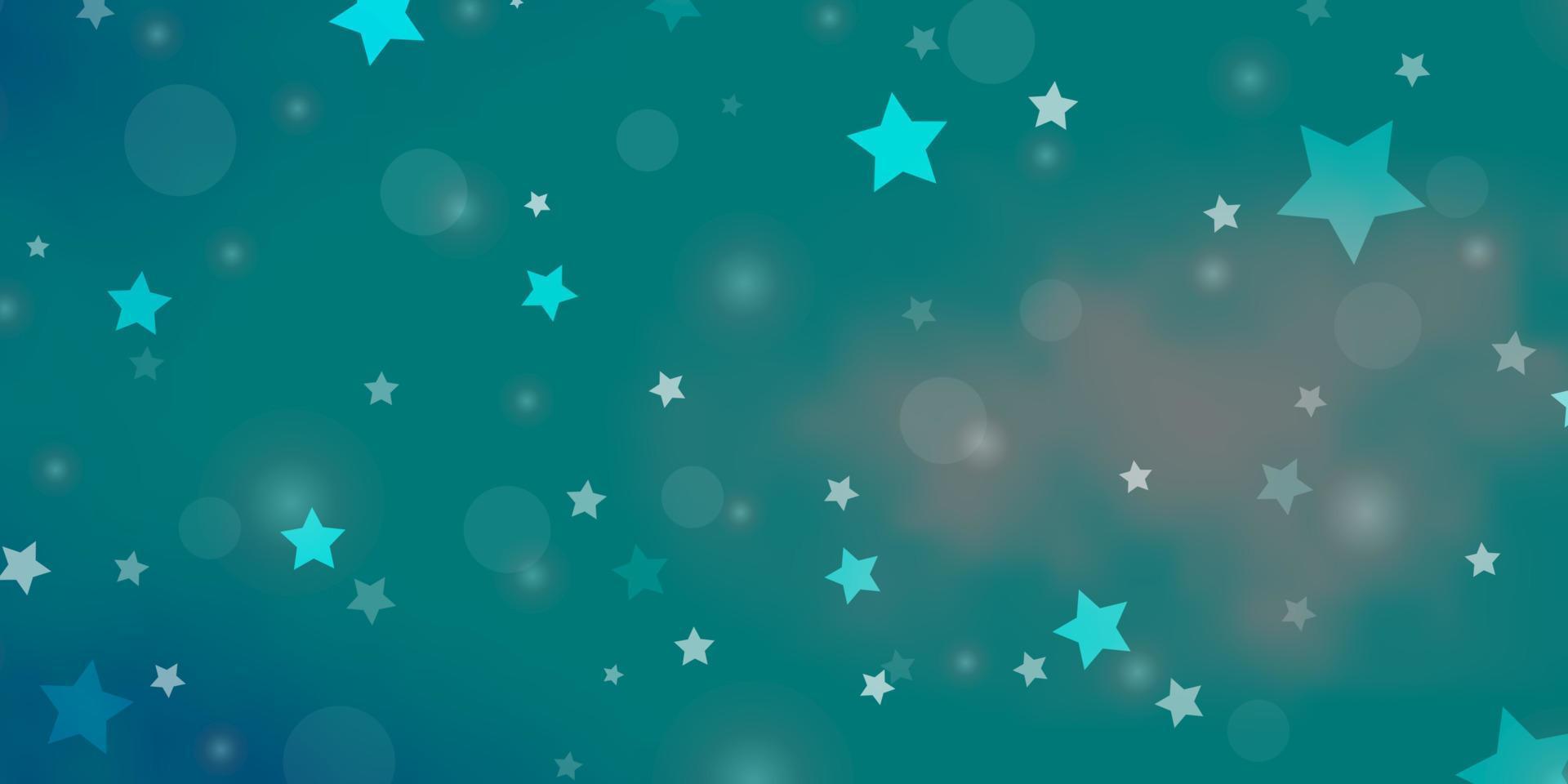 plantilla de vector azul claro, verde con círculos, estrellas.