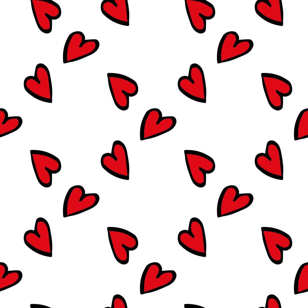 de patrones sin fisuras con encantadores corazones rojos sobre fondo blanco. imagen vectorial vector