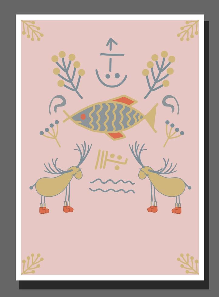 Interior posters for the children s room. Children s postcards magic. Deer posters. vector