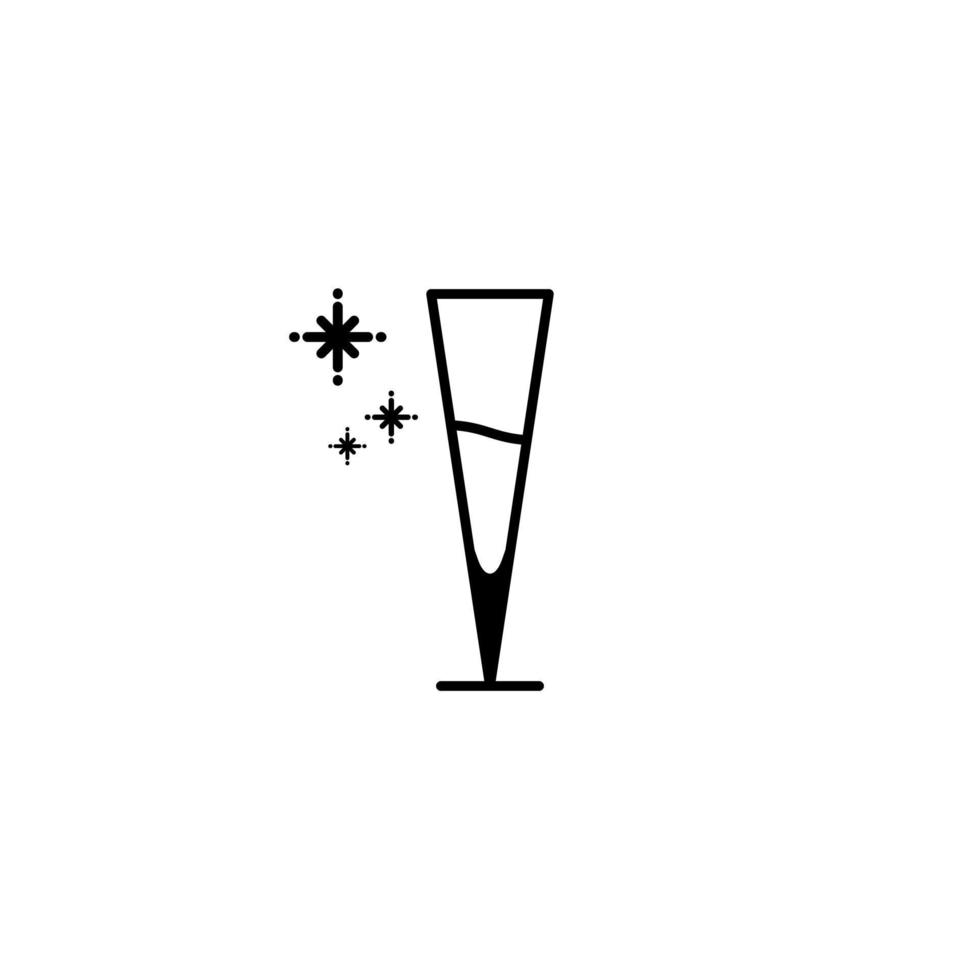 icono de cristalería o copa de champán con agua fría sobre fondo blanco. simple, línea, silueta y estilo limpio. en blanco y negro. adecuado para símbolo, signo, icono o logotipo vector