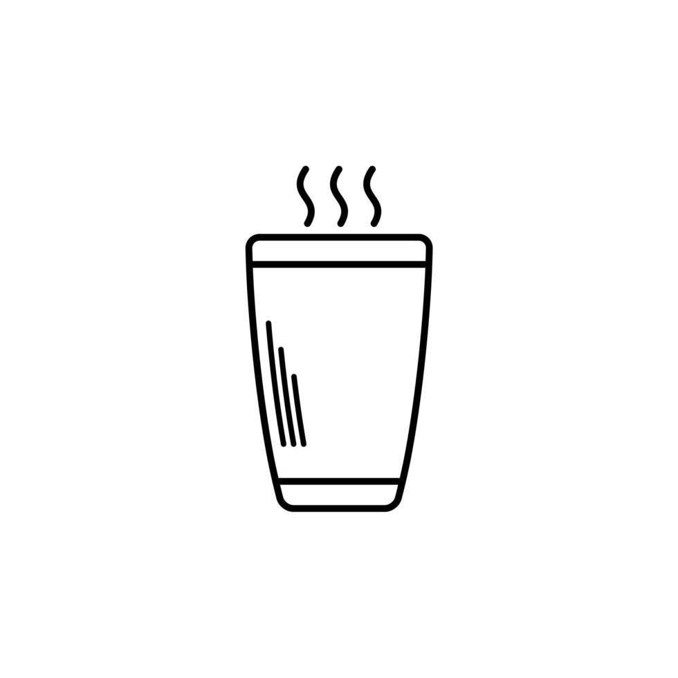 tumbler or glassware icon with hot water on white background. simple, line, silhouette and clean style. black and white. suitable for symbol, sign, icon or logo vector