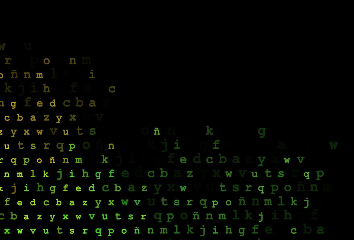 Dark green, yellow vector texture with ABC characters.