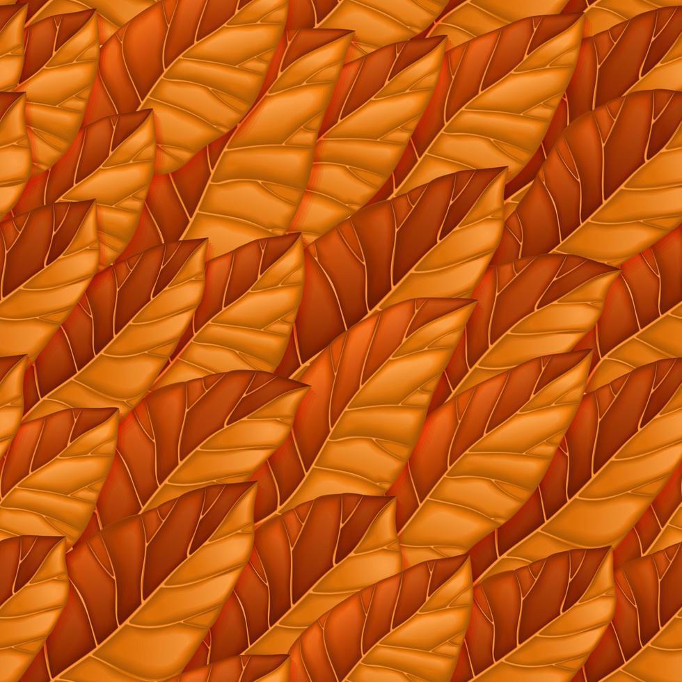 Seamless repeating pattern of orange autumn leaves. Autumnal vector texture. Vector texture for background, wallpaper, textile, print design. Vector illustration.