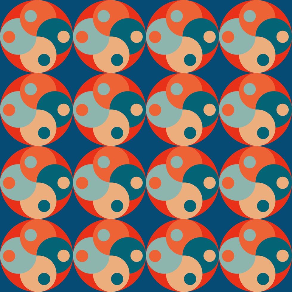 Vintage geometric pattern with circles in the style of the 70s and 60s. vector