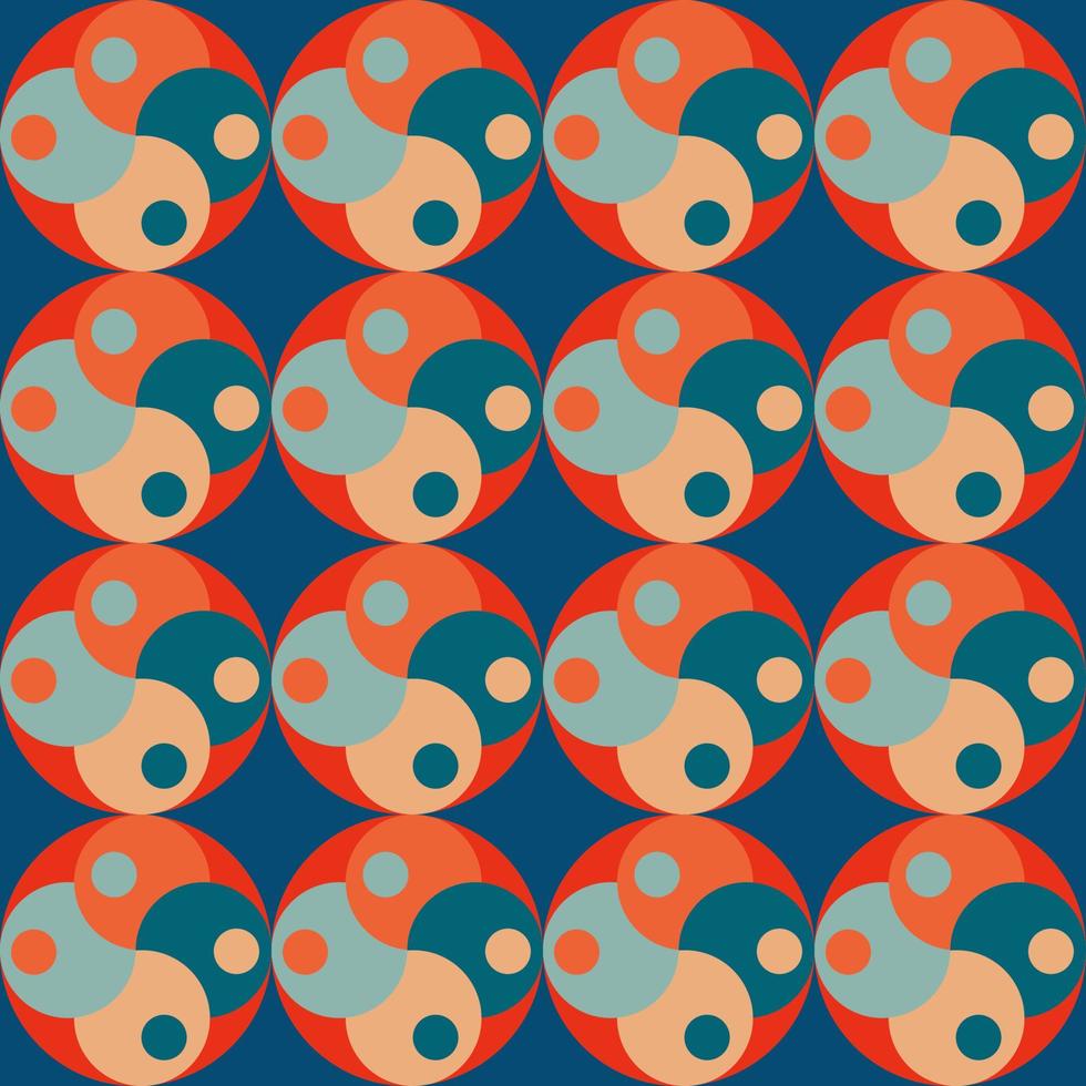 Vintage geometric pattern with circles in the style of the 70s and 60s. vector